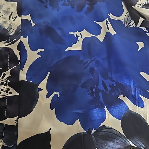 Zara Floral Button-Down Long Sleeves Shirt Large Royal Blue & White - Picture 12 of 16